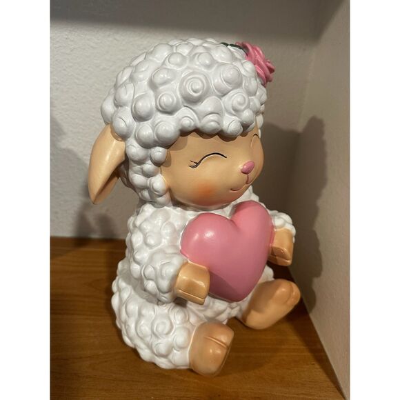 Easter Lamb Figurine with Pink Heart NWT - Picture 2 of 4